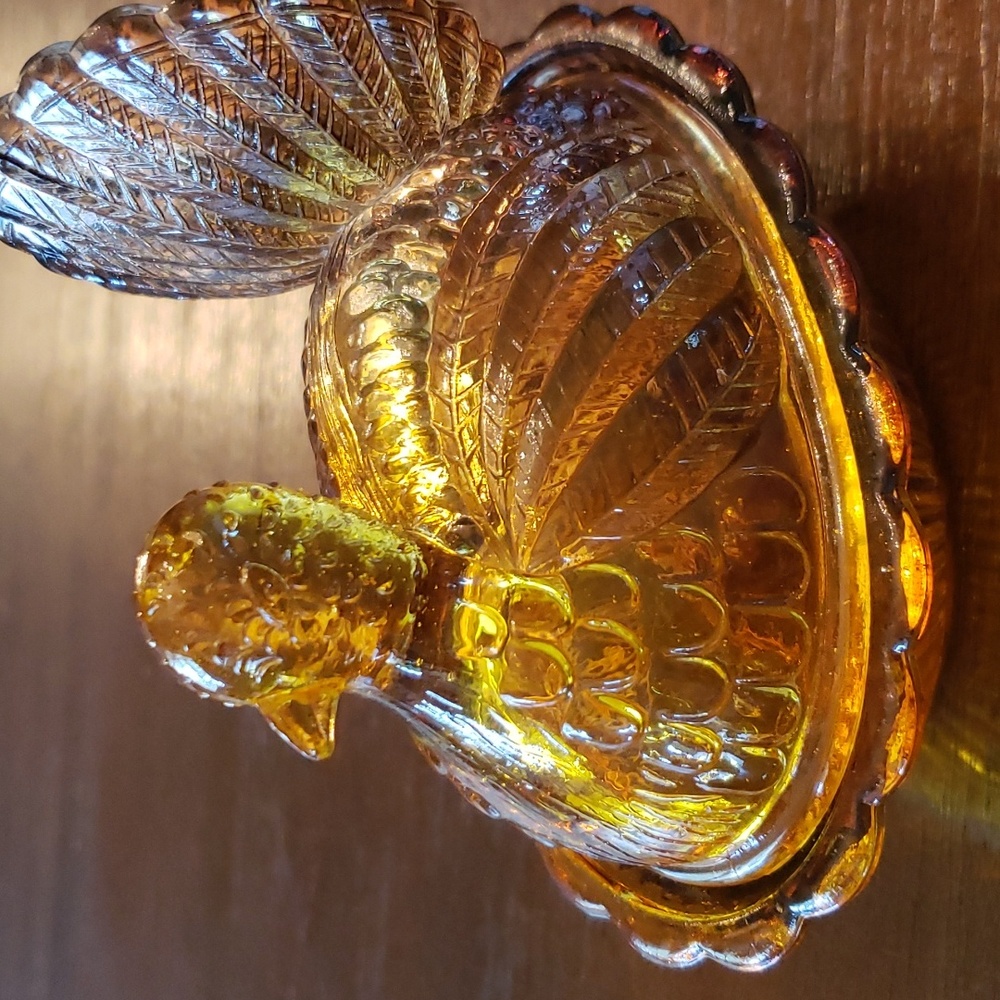 Indiana Glass Amber Nesting Turkey - Picture 9 of 12